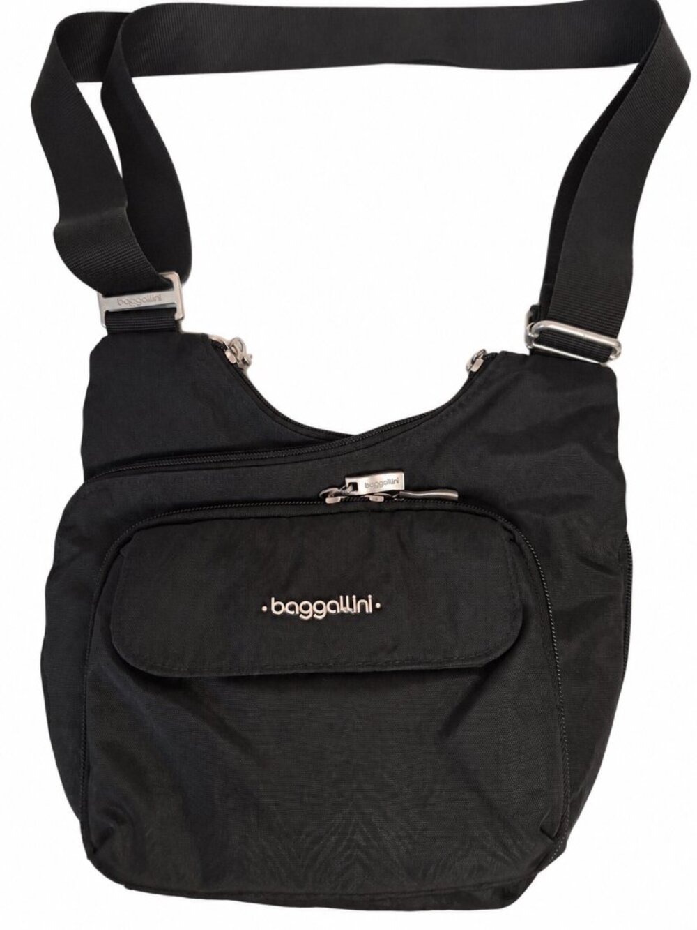 Baggallini Flap 2 It Black Multi Pocket Travel Crossbody Bag